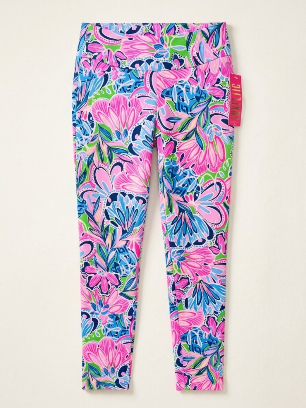 Lilly Pulitzer Corso UPF 50+ Golf Pants Tiger Sunrise Gecko Green Leggings NEW - Picture 2 of 6